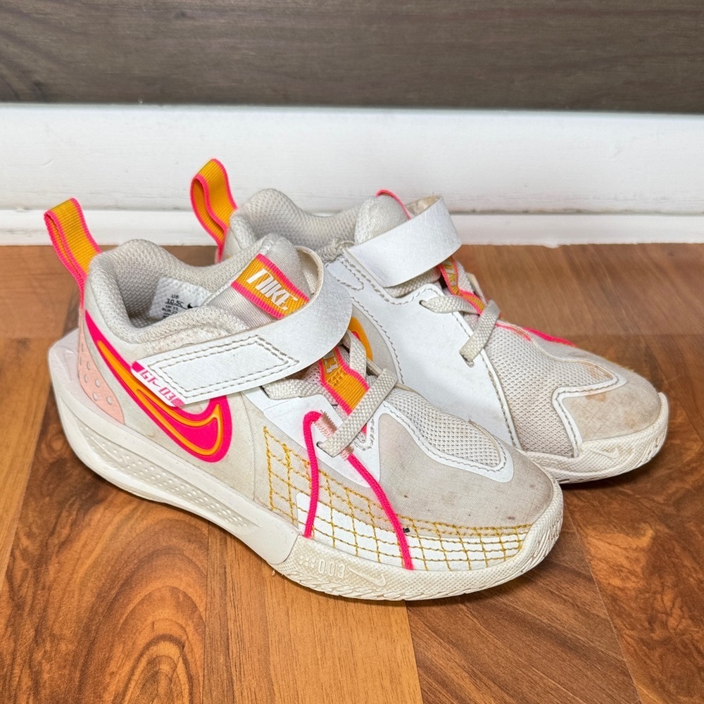 Nike Kids White and Neon Pink Sneakers